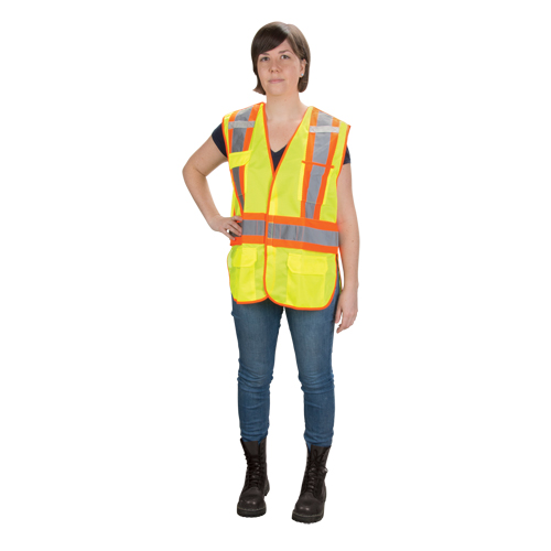 CSA Compliant High Visibility Surveyor Vest, High Visibility Lime-Yellow, Medium, Polyester Nassau Supply
