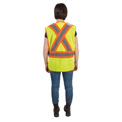 CSA Compliant High Visibility Surveyor Vest, High Visibility Lime-Yellow, Medium, Polyester Nassau Supply