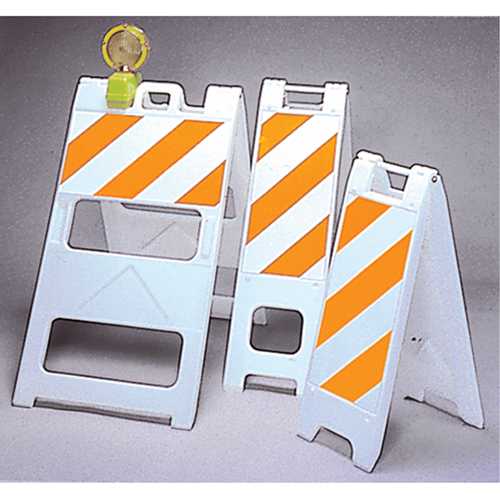 Barricades, Folding, 13" L x 45" H, Orange/White Nassau Supply