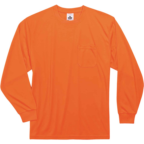 GloWear 8091 Non-Certified Long Sleeve T-Shirt, Polyester, Small, High Visibility Orange Nassau Supply