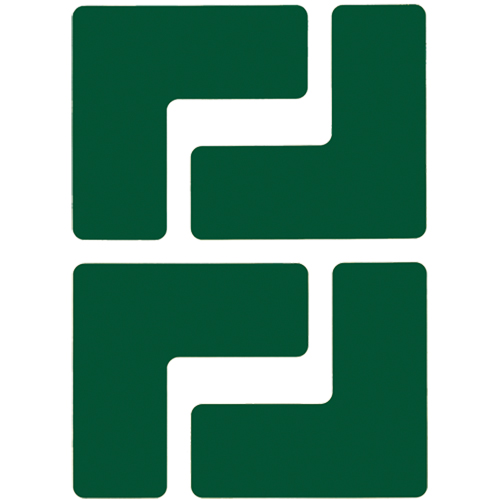 Floor Corner Marks, L, 5" L x 2" W, Green, Polyester Nassau Supply