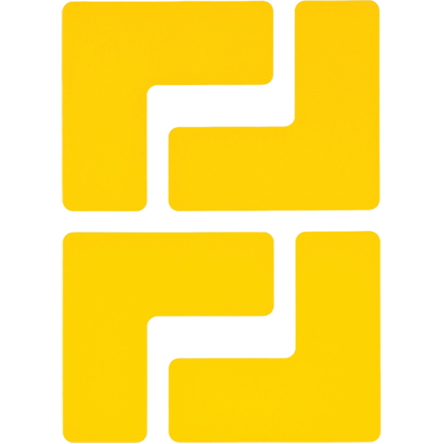 Floor Corner Marks, L, 5" L x 2" W, Yellow, Polyester Nassau Supply