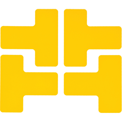 Floor Corner Marks, T, 5" L x 2" W, Yellow, Polyester Nassau Supply