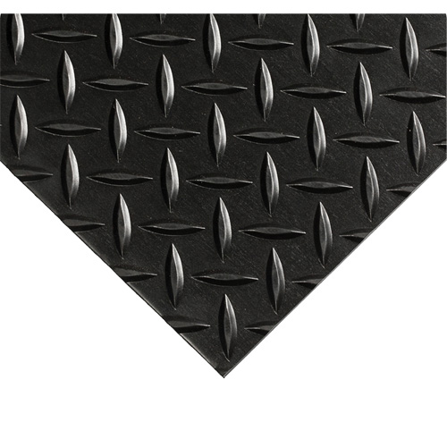 Tapis Diamond-Plate pour tableau de contr&ocirc;le no 701, 2' la x 10' lo, 1/4" &eacute;paisseur, Noir, PVC Nassau Supply