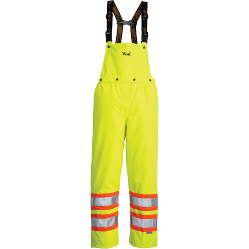 Journeyman Detachable Bib Safety Pants, Polyester, Small, High Visibility Lime-Yellow Nassau Supply