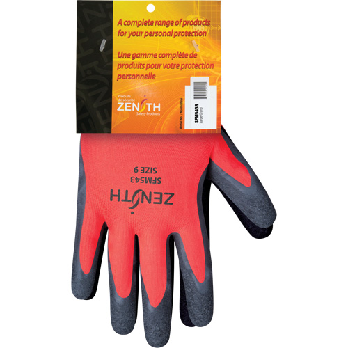 Gants enduits de latex de caoutchouc naturel, 9, R&ecirc;vetement Latex de caoutchouc, Calibre 13, Enveloppe en Polyester Nassau Supply