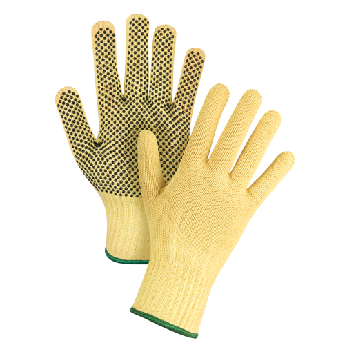 Gants tricot&eacute;s sans couture &agrave; pois, Taille Moyen/8, Calibre 7, Rev&ecirc;tement PVC, Enveloppe en Kevlar, ASTM ANSI niveau A2/EN 388 niveau 3 Nassau Supply