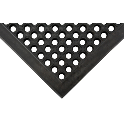 Tapis antifatigue, &agrave; fentes, 3' x 5' x 7/8", Noir, Caoutchouc naturel Nassau Supply
