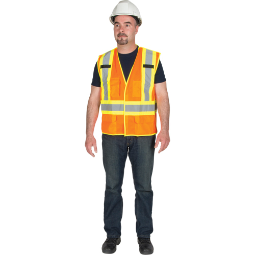 Veste de s&eacute;curit&eacute; d&eacute;tachable en cinq points de premi&egrave;re qualit&eacute;, Orange haute visibilit&eacute;, Grand/T-Grand, Polyester Nassau Supply