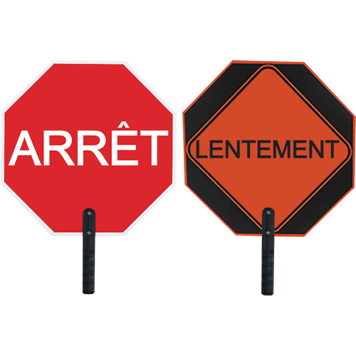 Double-Sided "Arr&ecirc;t/Lentement" Traffic Control Sign Nassau Supply