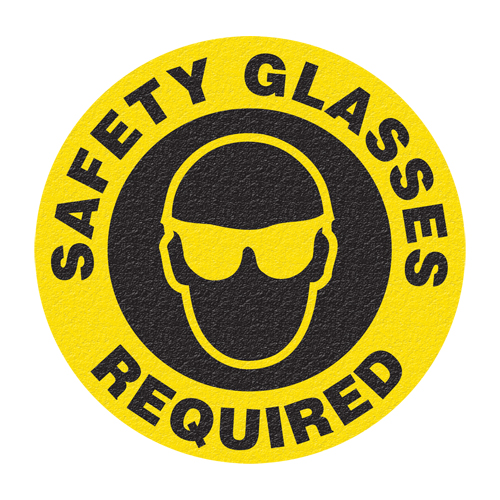Panneau de signalisation au sol  Safety Glasses , Adh&eacute;sif, Anglais avec pictogramme Nassau Supply