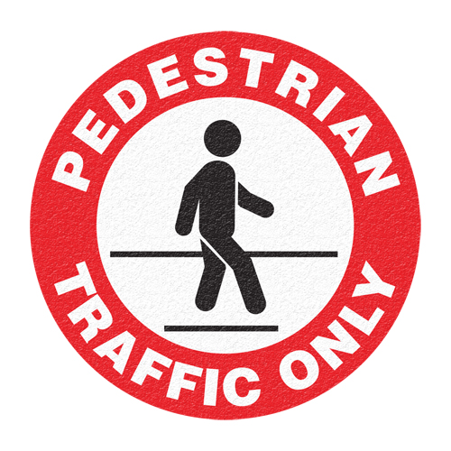 Panneau de signalisation au sol  Pedestrian Traffic Only , Adh&eacute;sif, Anglais avec pictogramme Nassau Supply