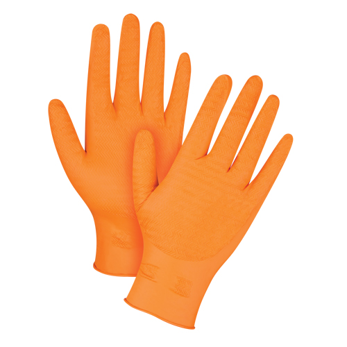 Gants de poids lourd Gripper, Grand, Nitrile, 7 mils, Sans poudre, Orange Nassau Supply