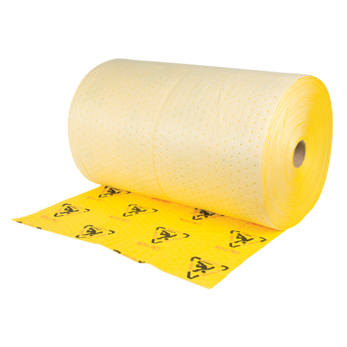 Rouleaux d'avertissement de premi&egrave;re qualit&eacute; - absorbants haute visibilit&eacute;, Lourd, 150' lo x 30" la, Absorption 57 gal. Nassau Supply