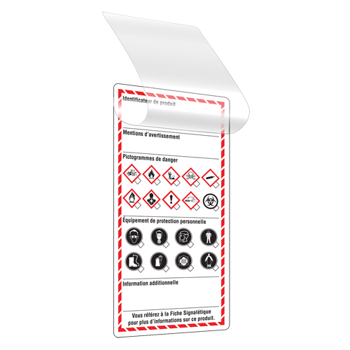 &eacute;tiquettes auto-plastifiantes pour le milieu de travail, Papier cartonn&eacute;, 3" la x 6" h, Français Nassau Supply