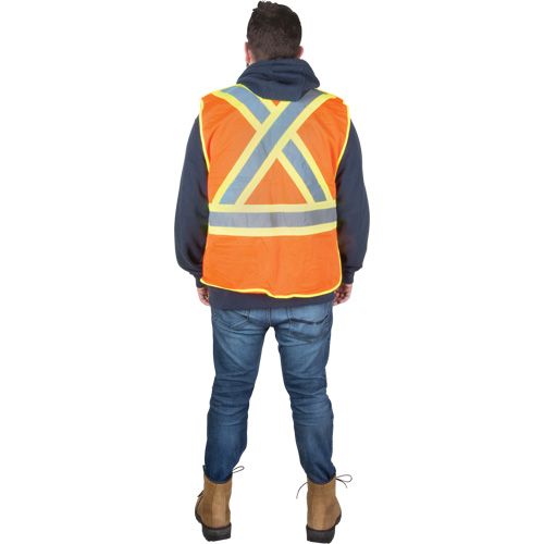 Flame-Resistant Surveyor Vest, High Visibility Orange, Medium, Polyester Nassau Supply