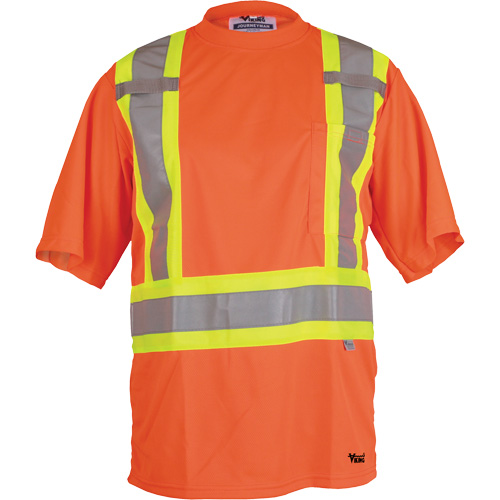 Viking&reg; Safety T-Shirt, Polyester, Small, High Visibility Orange Nassau Supply