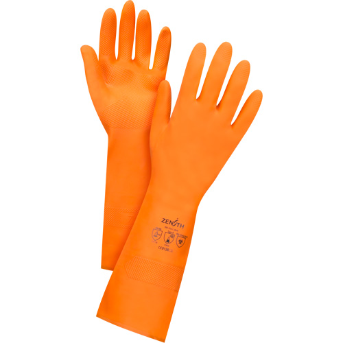 Gants orange de premi&egrave;re qualit&eacute; r&eacute;sistants aux produits chimiques, Taille Petit/7, 13" lo, Latex de caoutchouc, Doublure en Ouat&eacute;e, 28 mils Nassau Supply