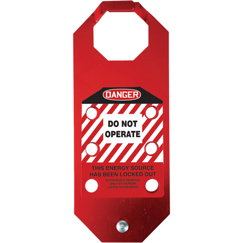 Moraillon de verrouillage pr&eacute;venant l'utilisation conforme aux normes OSHA Danger Stopout Aluma-Tag, Rouge Nassau Supply