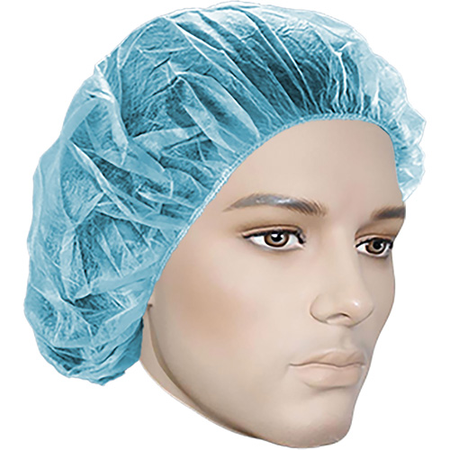 Bonnets bouffants, Polypropyl&egrave;ne, 18", Bleu Nassau Supply