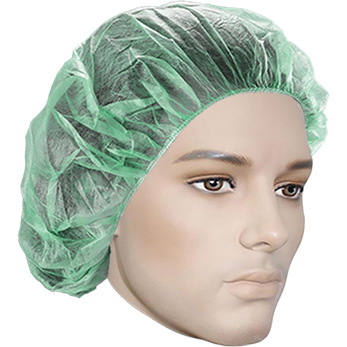 Bouffant Caps, Polypropylene, 21", Green Nassau Supply