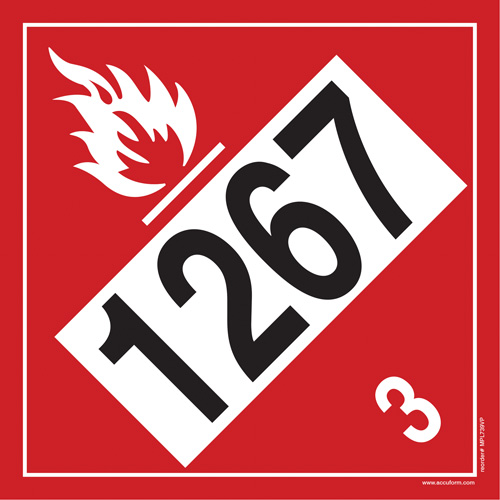 1267 Petroleum Crude Oil Flammable Liquid TDG Placard, Plastic Nassau Supply