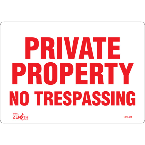 "Private Property" Sign, 7" x 10", Vinyl, English Nassau Supply