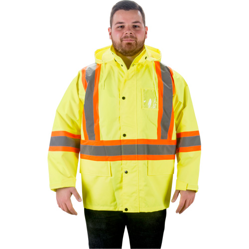 RZ1000 Rain Jacket, Polyester, Small, High Visibility Lime-Yellow Nassau Supply
