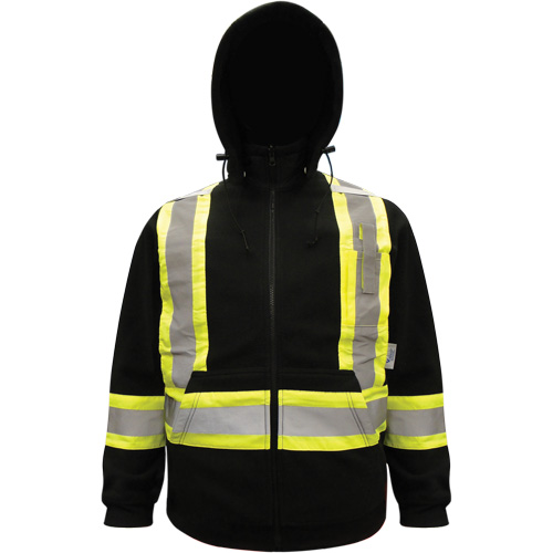 High-Visibility Hoodie, Polyester, Black, Small Nassau Supply