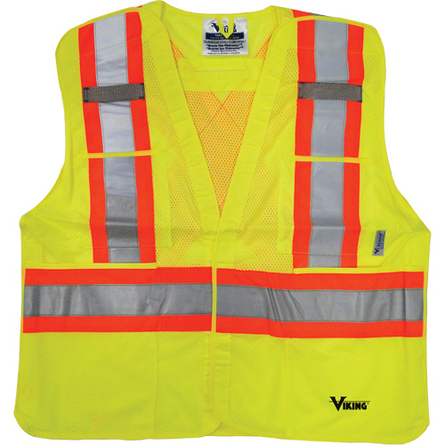 Safety Vest, High Visibility Lime-Yellow, 2X-Large/3X-Large, Polyester Nassau Supply