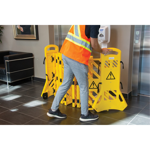 Portable Mobile Barrier, 40" H x 13' L, Yellow Nassau Supply