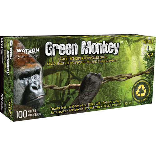 5559PF Green Monkey Gloves, Small, Nitrile, 4-mil, Powder-Free, Green Nassau Supply