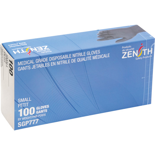 Gants jetables de calibre m&eacute;dical r&eacute;sistants &agrave; la perforation, Petit, Nitrile, 5 mils, Sans poudre, Noir, Classe 2 Nassau Supply
