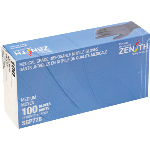 Puncture-Resistant Medical-Grade Disposable Gloves, Medium, Nitrile, 5-mil, Powder-Free, Black, Class 2 Nassau Supply