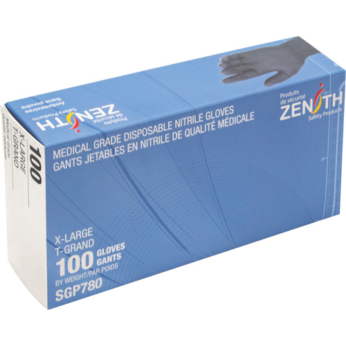 Gants jetables de calibre m&eacute;dical r&eacute;sistants &agrave; la perforation, T-Grand, Nitrile, 5 mils, Sans poudre, Noir, Classe 2 Nassau Supply
