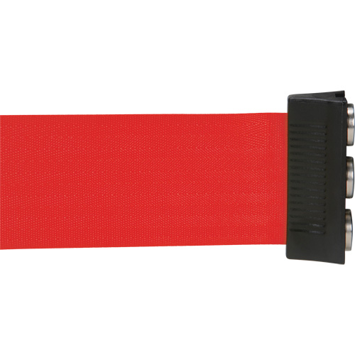 Barri&egrave;re &agrave; fixation murale avec ruban magn&eacute;tique, Acier, Fixation par vis, 12', Ruban Rouge Nassau Supply