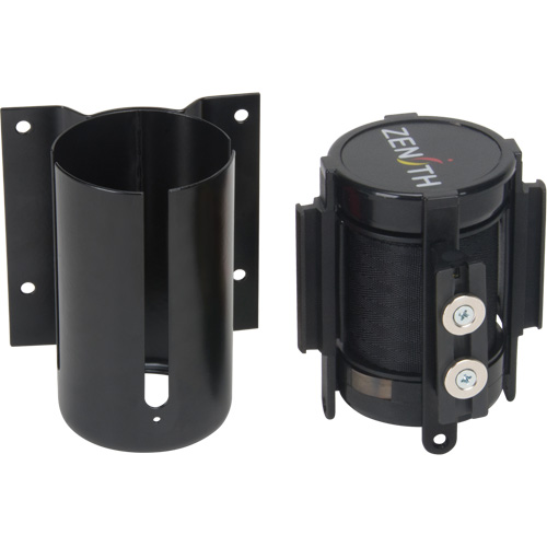 Wall Mount Barrier with Magnetic Tape, Steel, Screw Mount, 7', Black Tape Nassau Supply