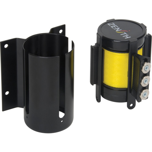 Wall Mount Barrier with Magnetic Tape, Steel, Screw Mount, 12', Yellow Tape Nassau Supply