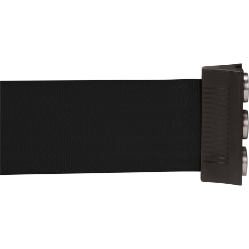 Barri&egrave;re &agrave; fixation murale avec ruban magn&eacute;tique, Acier, Fixation par vis, 12', Ruban Noir Nassau Supply