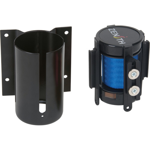 Wall Mount Barrier with Magnetic Tape, Steel, Screw Mount, 7', Blue Tape Nassau Supply