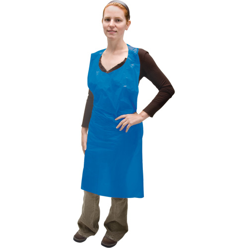 Tablier en poly&eacute;thyl&egrave;ne, Poly&eacute;thyl&egrave;ne, Bleu, 35" la x 46" lo Nassau Supply