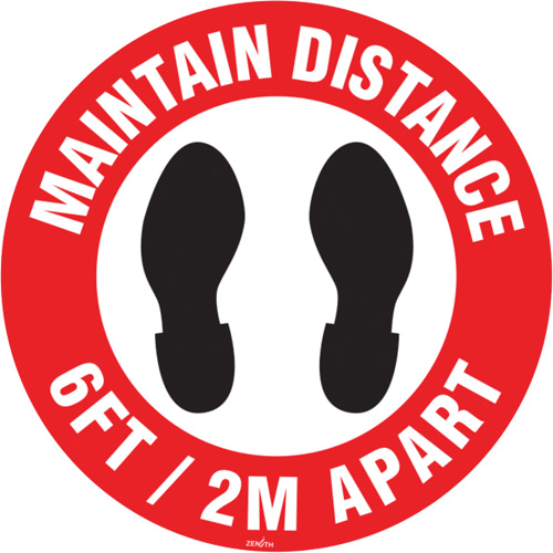 "Maintain Distance" Floor Sign, Adhesive, English with Pictogram Nassau Supply