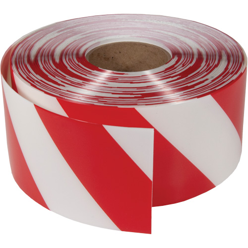 Ruban de marquage tr&egrave;s r&eacute;sistant pour plancher ArmorStripe, 4" x 100', PVC, Rouge et blanc Nassau Supply