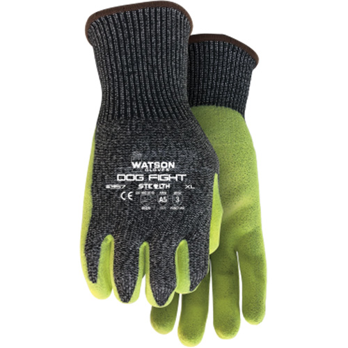 Gants r&eacute;sistant &agrave; la coupe Stealth Dog Fight, Taille Moyen, Rev&ecirc;tement Nitrile, Enveloppe en Fibre de verre/PEHP/Nylon/Acier inoxydable, ASTM ANSI niveau A5 Nassau Supply