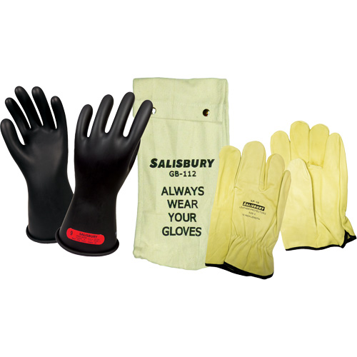 Ensemble de gants isol&eacute;s contre l'&eacute;lectricit&eacute; Salisbury, ASTM classe 0, Taille 9, 11" lo Nassau Supply