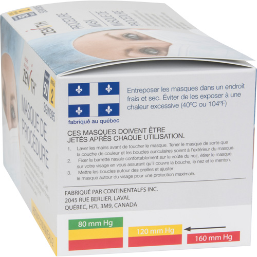 Masques d'intervention jetables, ASTM F2100 Niveau 2, Classe 1 Nassau Supply