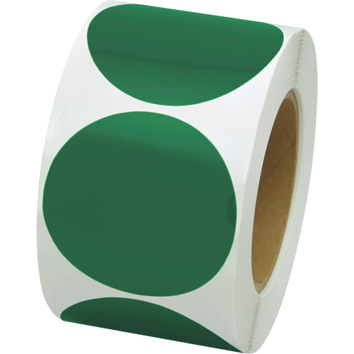 Pastilles de marquage color&eacute;es, Cercle, 3" lo x 3" la, Vert, Vinyle Nassau Supply