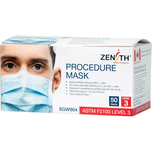 Disposable Procedure Face Masks, ASTM F2100 Level 3, Class 1 Nassau Supply