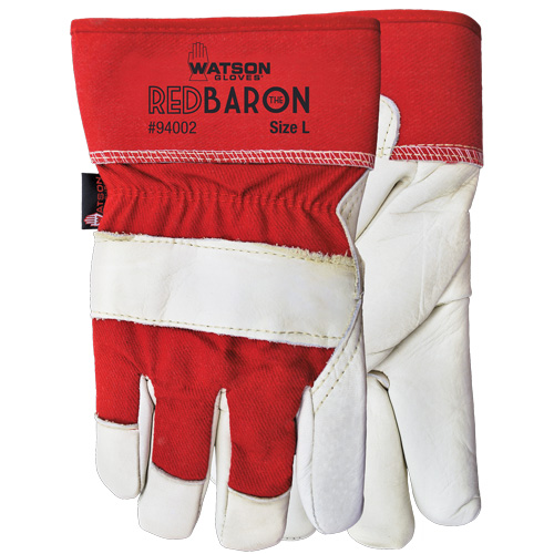 Red Baron Fitter's Gloves, Large, Grain Cowhide Palm, Sherpa Inner Lining Nassau Supply