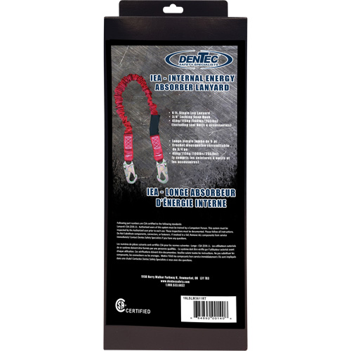 ShockSorb Internal Shock Lanyard, 6', Snap Hook Center, Snap Hook Leg Ends, Polyester Nassau Supply